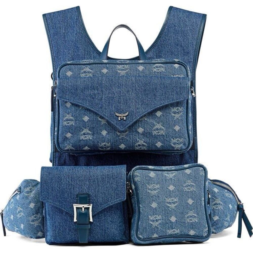 MCM Aren Multi-Backpack In Monogram Denim Jacquard $1,580.00